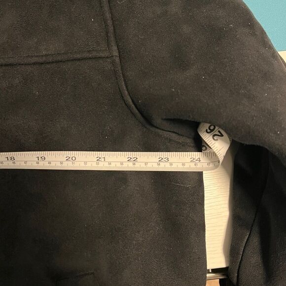 George Black Suede Fleece lined Jacket Full Zip Sz Large - Picture 10 of 11